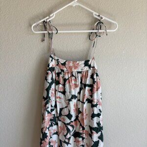Abercrombie & Fitch Women's Green & Pink Floral Sundress XS Linen Blend Boho Y2K
